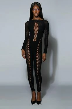 ON ONE SEAMLESS CUT OUT CATSUIT -AKIRA Sales Shop on one seamless cut out catsuit black 2 2