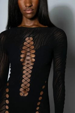 ON ONE SEAMLESS CUT OUT CATSUIT -AKIRA Sales Shop on one seamless cut out catsuit black 5 5