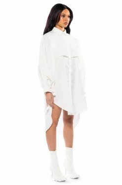 ONE STEP CLOSER OVERSIZED POPLIN BUTTON DOWN DRESS 8 ONE STEP CLOSER OVERSIZED POPLIN BUTTON DOWN DRESS -AKIRA Sales Shop one step closer oversized poplin button down dress white 2 2