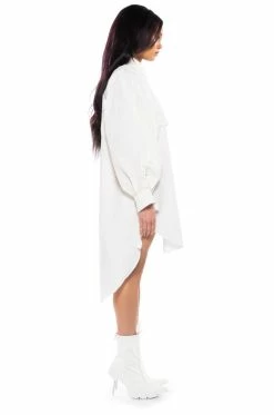 ONE STEP CLOSER OVERSIZED POPLIN BUTTON DOWN DRESS 9 ONE STEP CLOSER OVERSIZED POPLIN BUTTON DOWN DRESS -AKIRA Sales Shop one step closer oversized poplin button down dress white 3 3