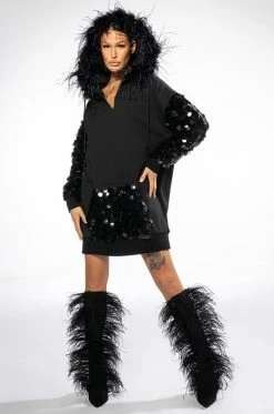 Alternative view of OVER THE TOP HOODED MINI DRESS