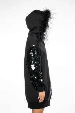 OVER THE TOP HOODED MINI DRESS -AKIRA Sales Shop over the top hooded mini dress black 4 4