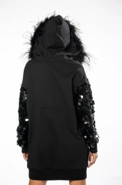 OVER THE TOP HOODED MINI DRESS -AKIRA Sales Shop over the top hooded mini dress black 5 5