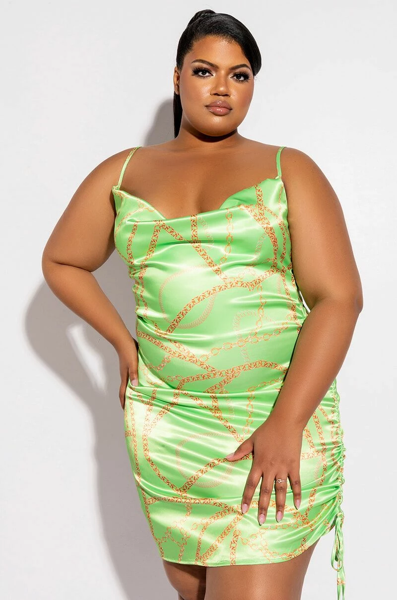 PLUS ALL ABOUT THE CHAINS SATIN MINI DRESS 3 PLUS ALL ABOUT THE CHAINS SATIN MINI DRESS