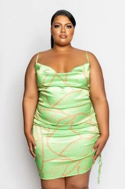 PLUS ALL ABOUT THE CHAINS SATIN MINI DRESS 12 PLUS ALL ABOUT THE CHAINS SATIN MINI DRESS -AKIRA Sales Shop plus all about the chains satin mini dress green 3 3