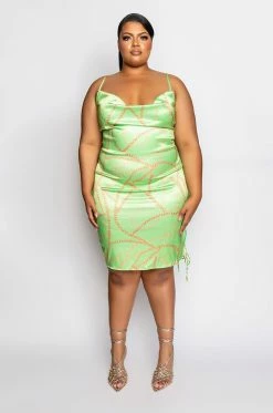 PLUS ALL ABOUT THE CHAINS SATIN MINI DRESS 17 PLUS ALL ABOUT THE CHAINS SATIN MINI DRESS -AKIRA Sales Shop plus all about the chains satin mini dress green 8 8