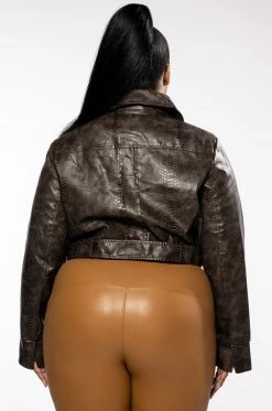 PLUS SELF CONTROL SOFT CROC MOTO JACKET 12 PLUS SELF CONTROL SOFT CROC MOTO JACKET -AKIRA Sales Shop plus soft croc moto jacket brown 5 5