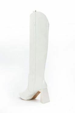 POSTED WHITE KNEE HIGH WESTERN BOOT -AKIRA Sales Shop posted white knee high western boot white 5 5