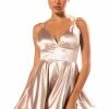 PRETTY PROBLEM FIT AND FLARE MINI DRESS -AKIRA Sales Shop pretty problem fit and flare mini dress gold 1 1