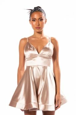PRETTY PROBLEM FIT AND FLARE MINI DRESS 11 PRETTY PROBLEM FIT AND FLARE MINI DRESS -AKIRA Sales Shop pretty problem fit and flare mini dress gold 3 3