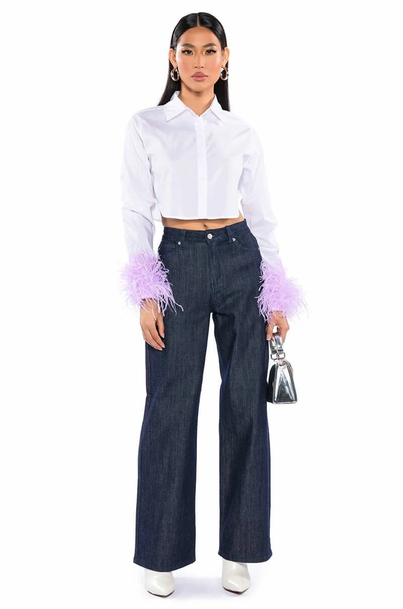 RAW DENIM WIDE LEG JEANS - Image 2