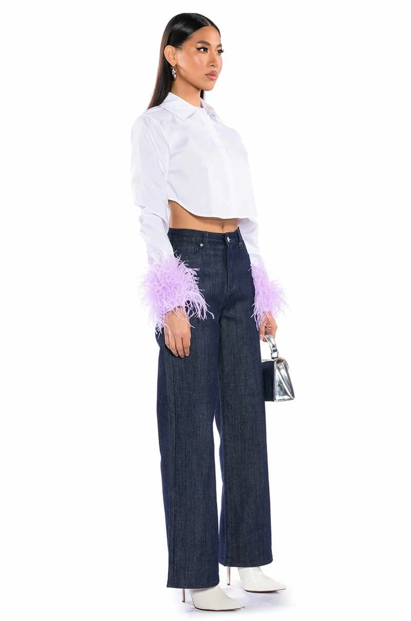 RAW DENIM WIDE LEG JEANS - Image 3