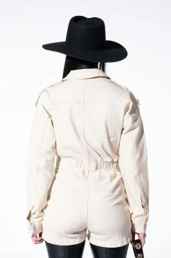 READY FOR ANYTHING LONG SLEEVE UTILITY ROMPER -AKIRA Sales Shop ready for anything long sleeve utility romper ivory 6 6