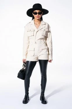 READY FOR ANYTHING LONG SLEEVE UTILITY ROMPER -AKIRA Sales Shop ready for anything long sleeve utility romper ivory 8 8