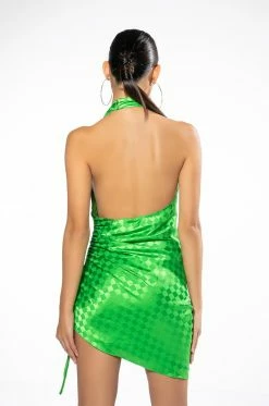 ROLL WITH ME CHECKERED SIDE CINCH MINI DRESS 16 ROLL WITH ME CHECKERED SIDE CINCH MINI DRESS -AKIRA Sales Shop roll with me checkered side cinch mini dress green 7 7