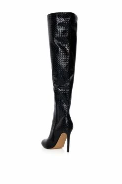 RONNIE WEAVED THIGH HIGH BOOT IN BLACK -AKIRA Sales Shop ronnie weaved thigh high boot in black black 4 4