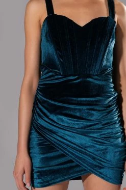SAY LESS VELVET MINI DRESS -AKIRA Sales Shop say less velvet mini dress blue 5 5