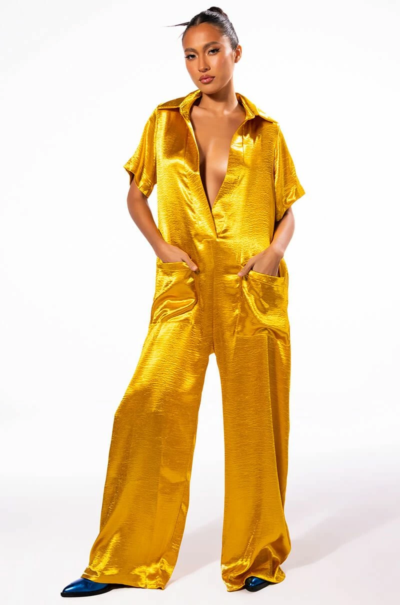 SILENT DREAMER SHORT SLEEVE SATIN JUMPSUIT 3 SILENT DREAMER SHORT SLEEVE SATIN JUMPSUIT