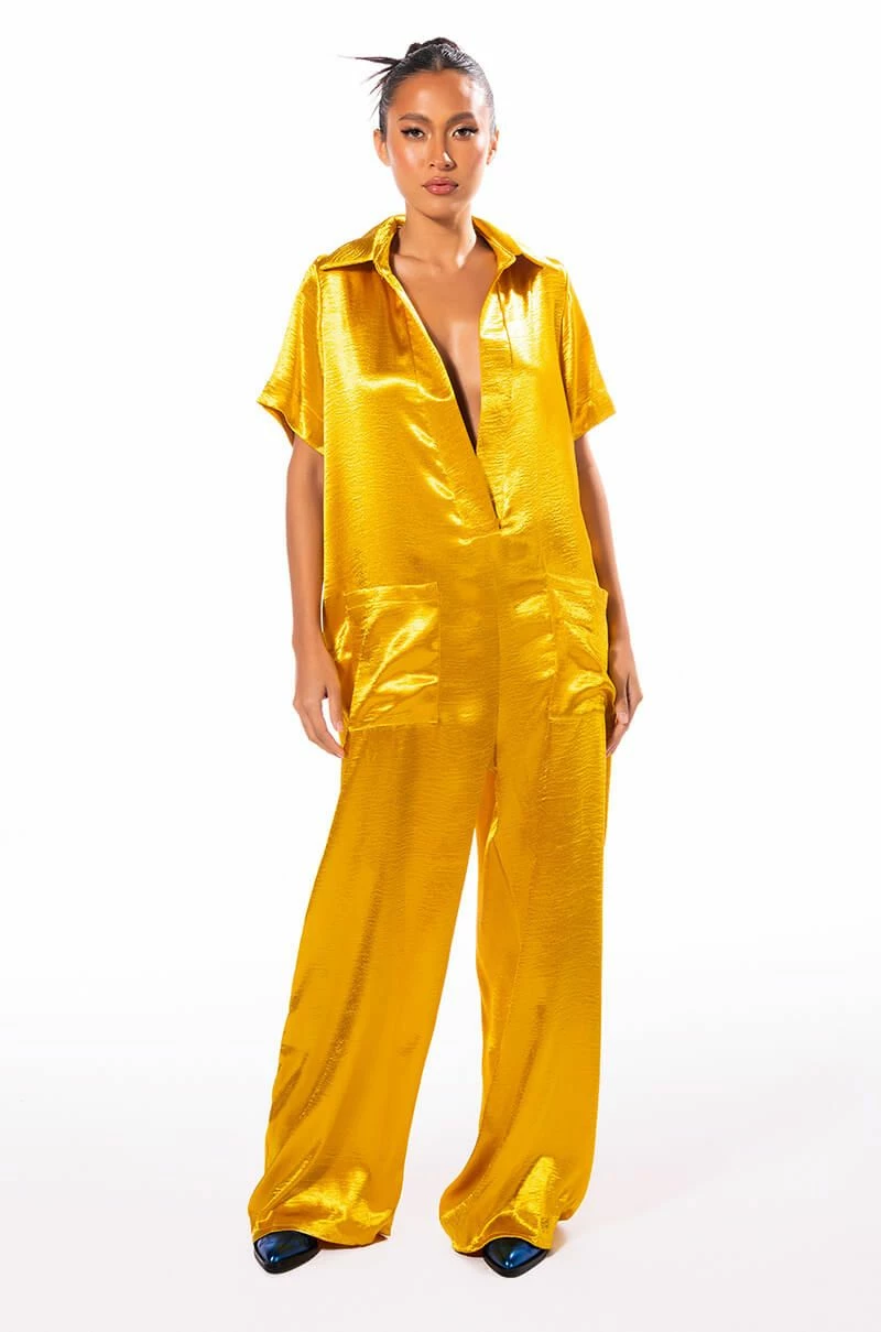 SILENT DREAMER SHORT SLEEVE SATIN JUMPSUIT 5 SILENT DREAMER SHORT SLEEVE SATIN JUMPSUIT - Image 3