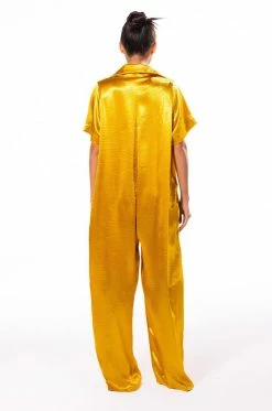 SILENT DREAMER SHORT SLEEVE SATIN JUMPSUIT 12 SILENT DREAMER SHORT SLEEVE SATIN JUMPSUIT -AKIRA Sales Shop silent dreamer short sleeve satin jumpsuit yellow 5 5