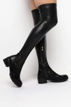 **SLIM FIT** AZALEA WANG ATTENTION ON ME FITTED OVER THE KNEE FLAT BOOT WITH 4 WAY STRETCH 10 **SLIM FIT** AZALEA WANG ATTENTION ON ME FITTED OVER THE KNEE FLAT BOOT WITH 4 WAY STRETCH -AKIRA Sales Shop slim fit azalea wang attention on me fitted over the knee flat boot black pu 3 3