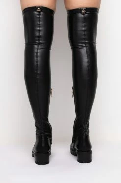 **SLIM FIT** AZALEA WANG ATTENTION ON ME FITTED OVER THE KNEE FLAT BOOT WITH 4 WAY STRETCH 12 **SLIM FIT** AZALEA WANG ATTENTION ON ME FITTED OVER THE KNEE FLAT BOOT WITH 4 WAY STRETCH -AKIRA Sales Shop slim fit azalea wang attention on me fitted over the knee flat boot black pu 5 5