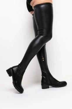 **SLIM FIT** AZALEA WANG FOREVER LOST IN TIME FITTED HIGH FLAT BOOT WITH 4 WAY STRETCH 10 **SLIM FIT** AZALEA WANG FOREVER LOST IN TIME FITTED HIGH FLAT BOOT WITH 4 WAY STRETCH -AKIRA Sales Shop slim fit azalea wang forever lost in time fitted high flat boot black pu 3 3