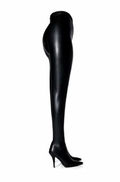 **SLIM FIT** AZALEA WANG LOVE IS IN THE AIR SEXY STILETTO PANT BOOT WITH 4 WAY STRETCH IN BLACK PU -AKIRA Sales Shop slim fit azalea wang love is in the air sexy stiletto pant boot in black pu black pu 4 4