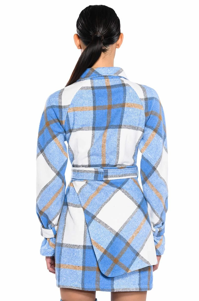 SMILEY EMBELLISHED PATCH FLANNEL TRENCH MINI DRESS 9 SMILEY EMBELLISHED PATCH FLANNEL TRENCH MINI DRESS - Image 7