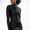 STAR STRETCH LONG SLEEVE MOCK NECK RUCHED MINI DRESS IN BLACK 1 STAR STRETCH LONG SLEEVE MOCK NECK RUCHED MINI DRESS IN BLACK -AKIRA Sales Shop star stretch long sleeve mock neck ruched mini dress in black black 1 1