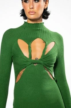 STORYTELLER TWIST FRONT DETAIL MINI DRESS -AKIRA Sales Shop storyteller twist front detail mini dress green 5 5