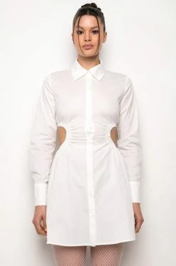 SUCH A LOOK OPEN BACK BUTTON UP FIT AND FLARE MINI DRESS 15 SUCH A LOOK OPEN BACK BUTTON UP FIT AND FLARE MINI DRESS -AKIRA Sales Shop such a look open back button up fit and flare mini dress white 5 5