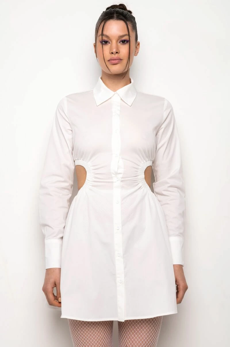 SUCH A LOOK OPEN BACK BUTTON UP FIT AND FLARE MINI DRESS 7 SUCH A LOOK OPEN BACK BUTTON UP FIT AND FLARE MINI DRESS - Image 5