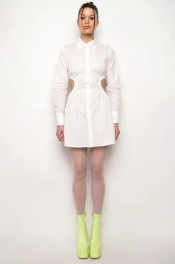 SUCH A LOOK OPEN BACK BUTTON UP FIT AND FLARE MINI DRESS 19 SUCH A LOOK OPEN BACK BUTTON UP FIT AND FLARE MINI DRESS -AKIRA Sales Shop such a look open back button up fit and flare mini dress white 9 9