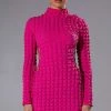 SULTRY LONG SLEEVE MOCK NECK CUT OUT MINI DRESS -AKIRA Sales Shop sultry long sleeve mock neck cut out mini dress fuchsia 1 1