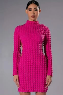 SULTRY LONG SLEEVE MOCK NECK CUT OUT MINI DRESS