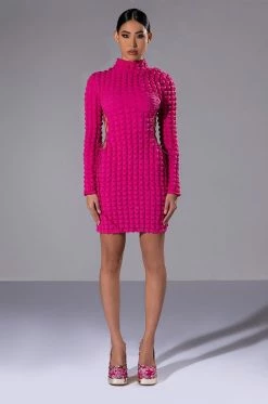 SULTRY LONG SLEEVE MOCK NECK CUT OUT MINI DRESS 11 SULTRY LONG SLEEVE MOCK NECK CUT OUT MINI DRESS -AKIRA Sales Shop sultry long sleeve mock neck cut out mini dress fuchsia 3 3