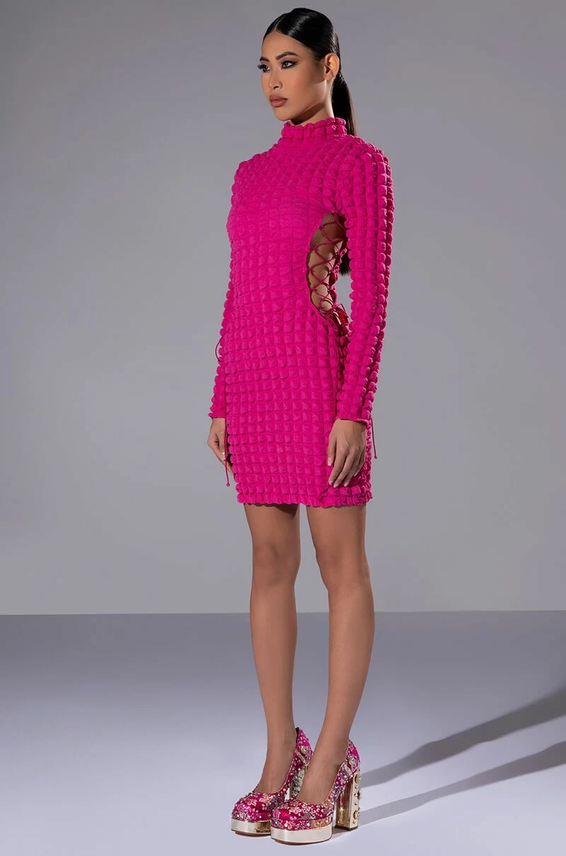 SULTRY LONG SLEEVE MOCK NECK CUT OUT MINI DRESS 6 SULTRY LONG SLEEVE MOCK NECK CUT OUT MINI DRESS - Image 4