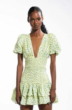 SUNGODDESS FLORAL PRINT DRESS 10 SUNGODDESS FLORAL PRINT DRESS -AKIRA Sales Shop sungoddess floral print dress yellow 3 3