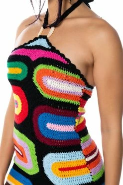 SWEETER THAN HONEY KNIT HALTER NECK MINI DRESS 15 SWEETER THAN HONEY KNIT HALTER NECK MINI DRESS -AKIRA Sales Shop sweeter than honey knit halter neck mini dress black multi 7 7