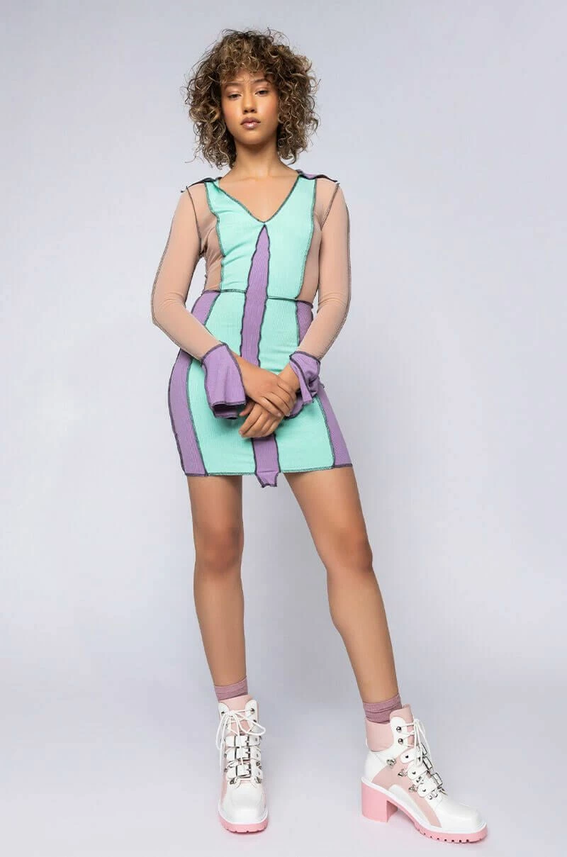 THE BEST LOVE MESH CONTRAST TRIM MINI DRESS - Image 5