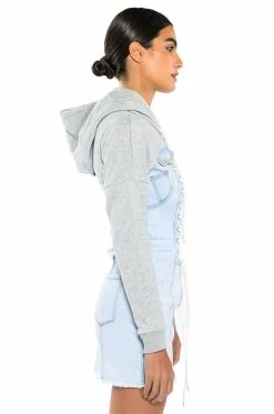 THE LAST WORD LACE UP DENIM HOODIE MINI DRESS 11 THE LAST WORD LACE UP DENIM HOODIE MINI DRESS -AKIRA Sales Shop the last word lace up denim hoodie mini dress light blue 4 4 c1 c1 c1 c1
