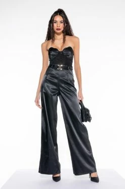 THE ONE AND ONLY WIDE LEG STRAPLESS JUMPSUIT WITH ATTACHED BELT