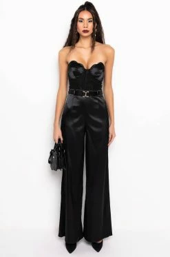 Alternative view of THE ONE AND ONLY WIDE LEG STRAPLESS JUMPSUIT WITH ATTACHED BELT