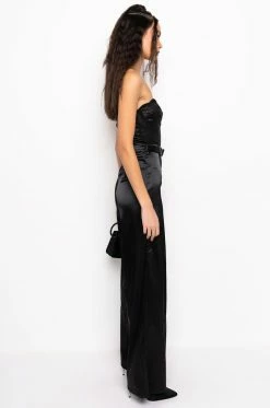 THE ONE AND ONLY WIDE LEG STRAPLESS JUMPSUIT WITH ATTACHED BELT -AKIRA Sales Shop the one and only wide leg strapless jumpsuit with attached belt black 3 3 c1