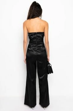 THE ONE AND ONLY WIDE LEG STRAPLESS JUMPSUIT WITH ATTACHED BELT -AKIRA Sales Shop the one and only wide leg strapless jumpsuit with attached belt black 4 4 c1