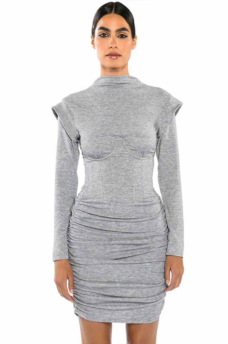THEA CORSETED KNIT LONG SLEEVE MINI DRESS 4 THEA CORSETED KNIT LONG SLEEVE MINI DRESS - Image 2