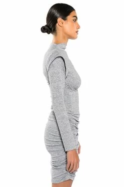THEA CORSETED KNIT LONG SLEEVE MINI DRESS 11 THEA CORSETED KNIT LONG SLEEVE MINI DRESS -AKIRA Sales Shop thea corseted knit long sleeve mini dress heather grey 3 3 c1