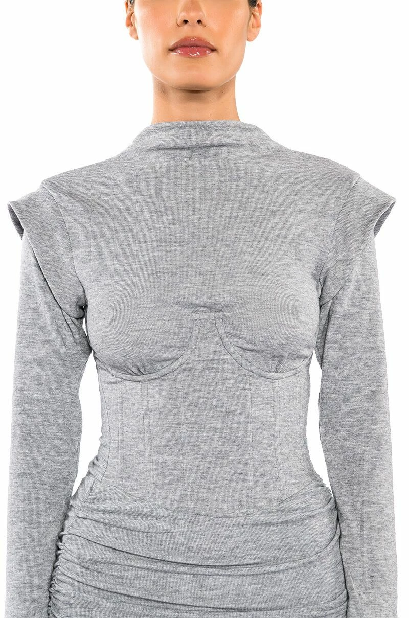 THEA CORSETED KNIT LONG SLEEVE MINI DRESS 8 THEA CORSETED KNIT LONG SLEEVE MINI DRESS - Image 6