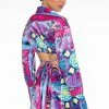 TIE BACK SCARF PRINT SHIRT DRESS -AKIRA Sales Shop tie back scarf print shirt dress blue multi 1 1